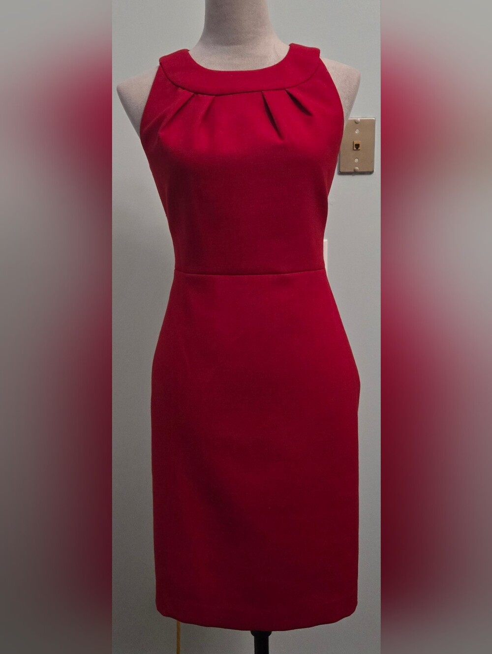 Talbots Red Sleeveless Pleated Neck Midi 37" long Dress sz 4P